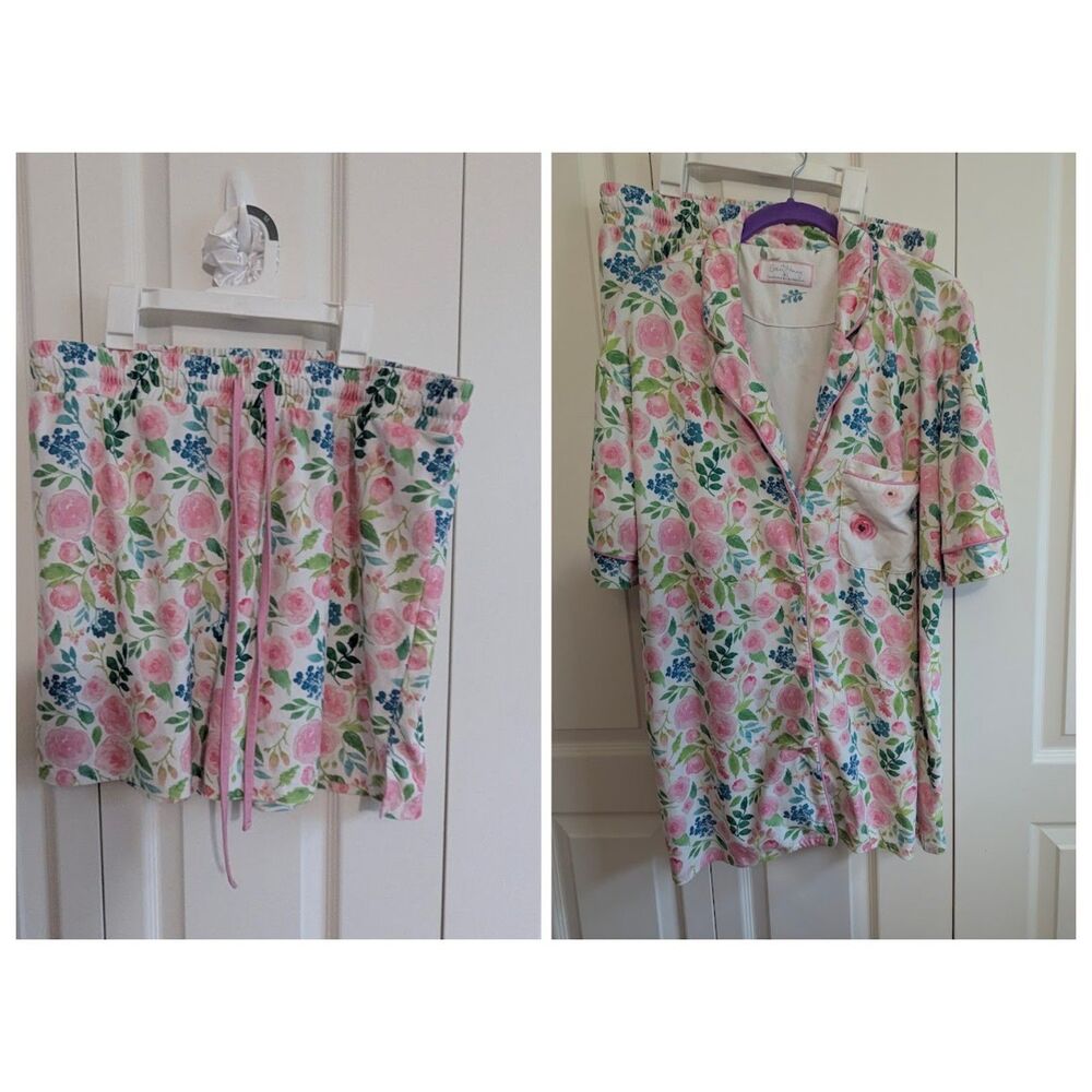SET Sweet Honey Women's Pajamas PJ Shirt/Shorts pink floral XL SweetHoney